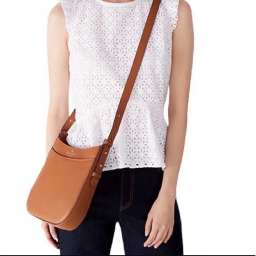 Kate Spade Leila Crossbody Bag Tan Pebbled Leather - Picture 3 of 7